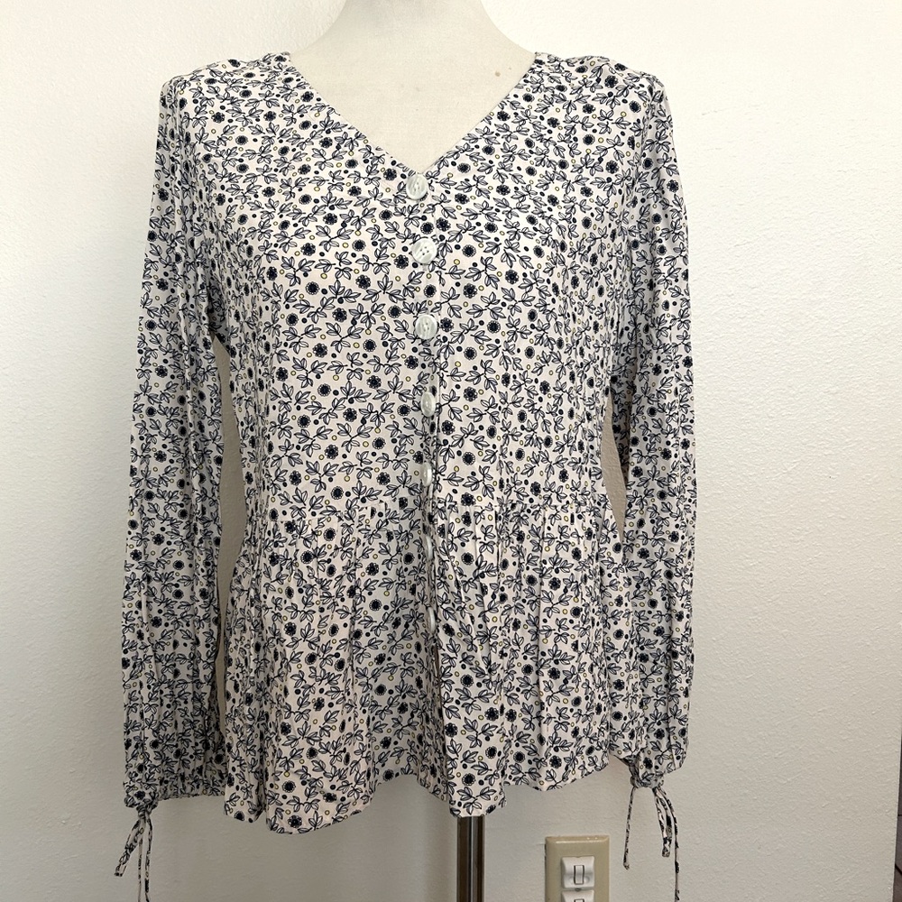 LOFT floral peplum blouse, size S